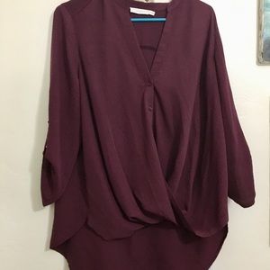 Lush Twist Blouse Hi-Lo with Buttons